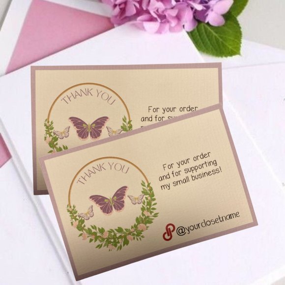 Thank You Cards With Butterfly design - Picture 2 of 9